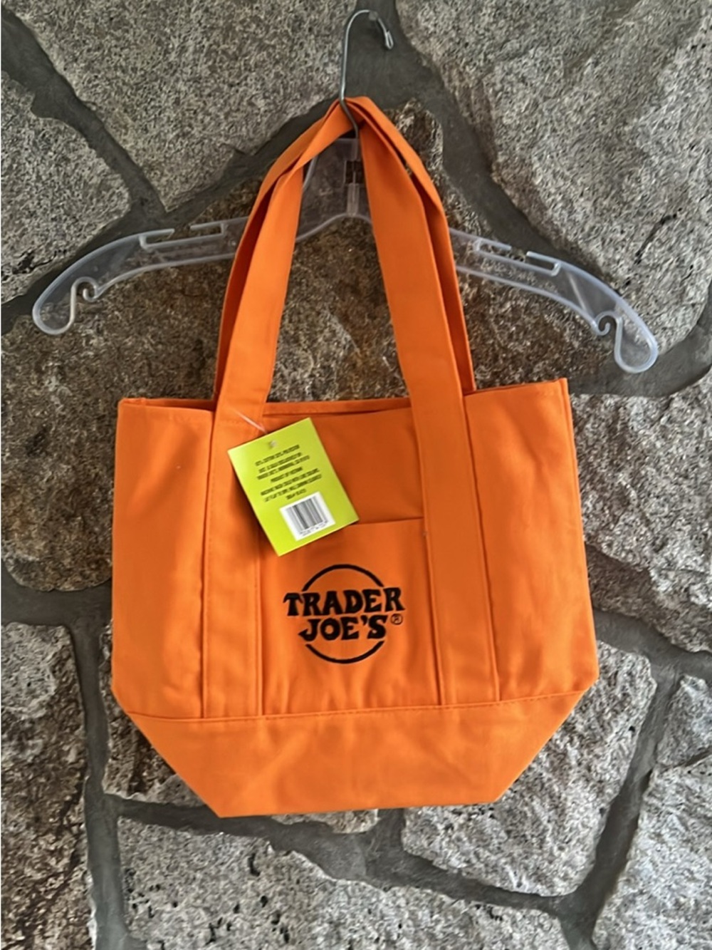NWT Trader Joes Orange Canvas Tote Bag with Front Pocket
